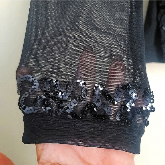 NWT Melanie Lyne Textured Sequins Chiffon Long Sleeve Top  Size Medium - Picture 7 of 13